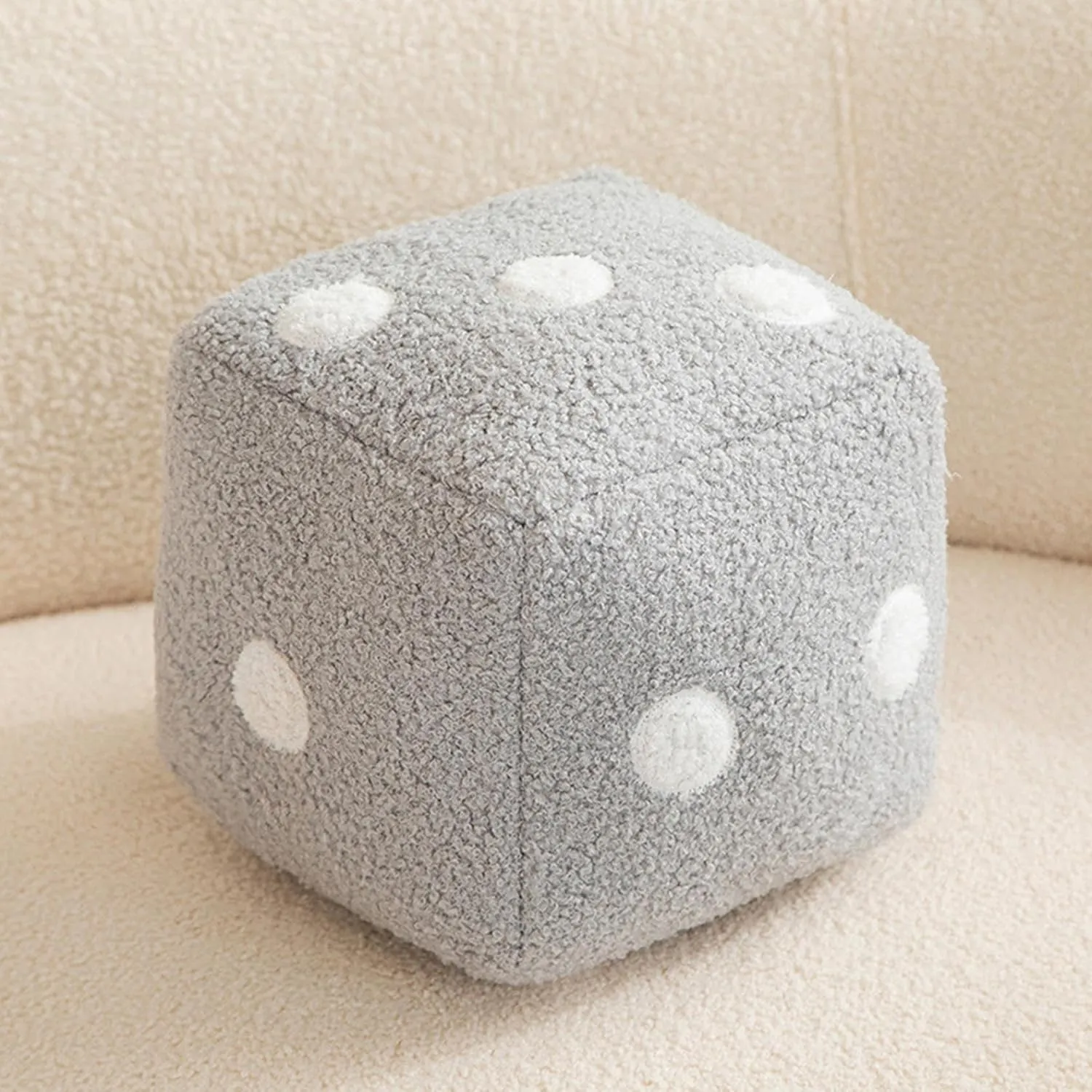 Dice Plush Pillow Creative Funny Simulation Dice Plush Pillow Dice Cubic Throw Pillow Dice Cube Plush Pendant Dice Stuffed Soft Sofa Back Cushion for Couch Bedroom Living Room Car Decor (Grey)