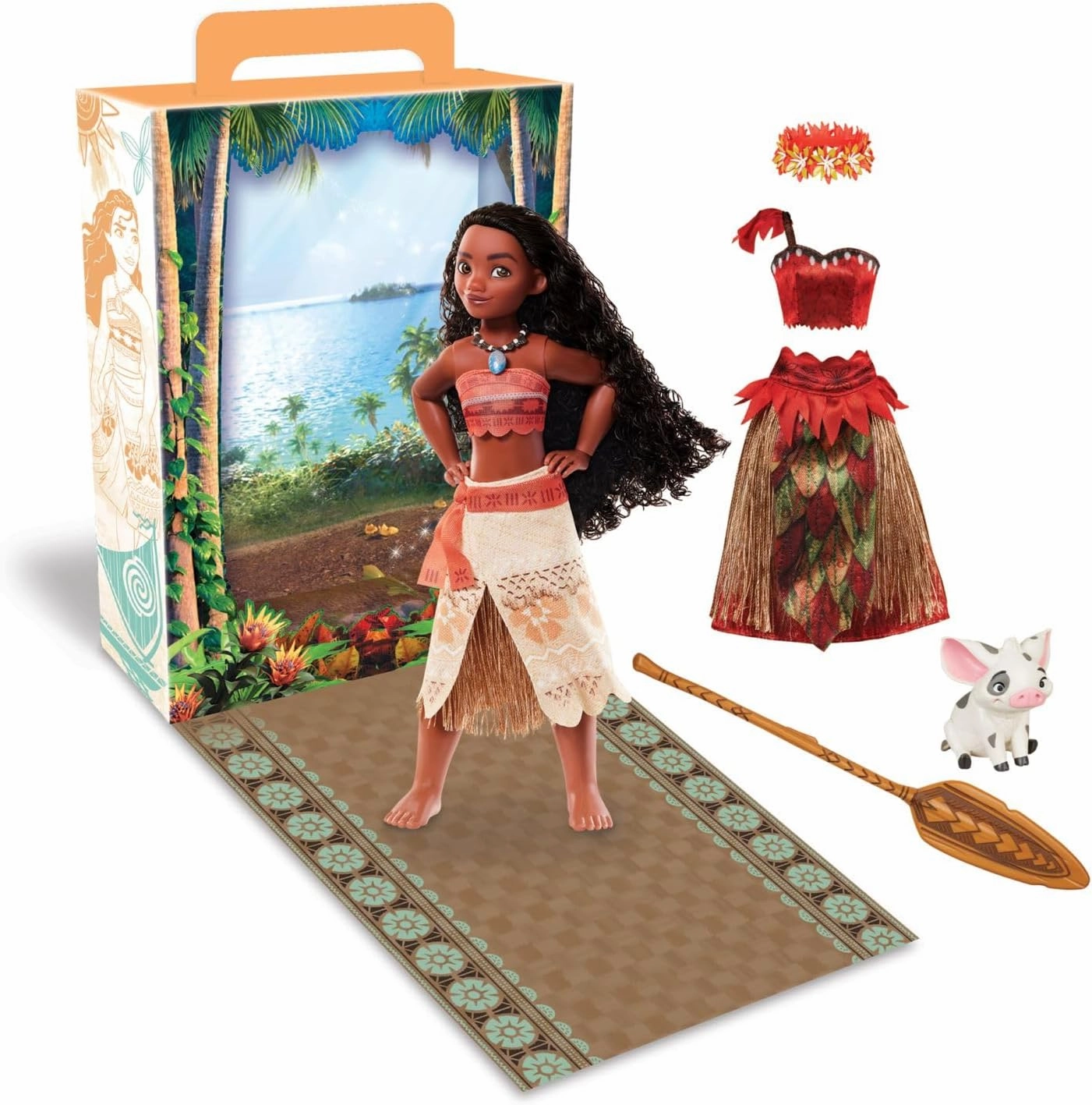 Disney Store Official Princess Story Doll (Moana) 11 Inches, Includes Coloring Book and Additional Dress, Princess Doll in Classic Outfit, Princess Toys for Girls