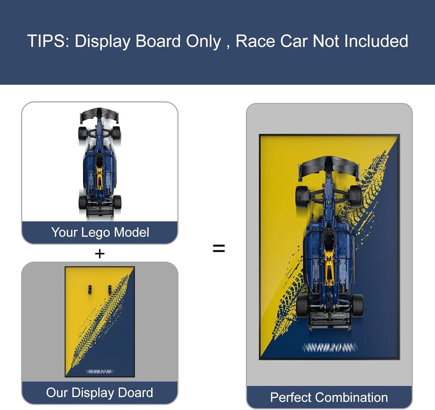 Display Wallboard for Technic Oracle Red Bull Racing RB20 F1 Car, Wall Mount for 42206 Model Car Kit (Car Not Included), Space-Saving Easy Assembly Creative Home Decor, New Background