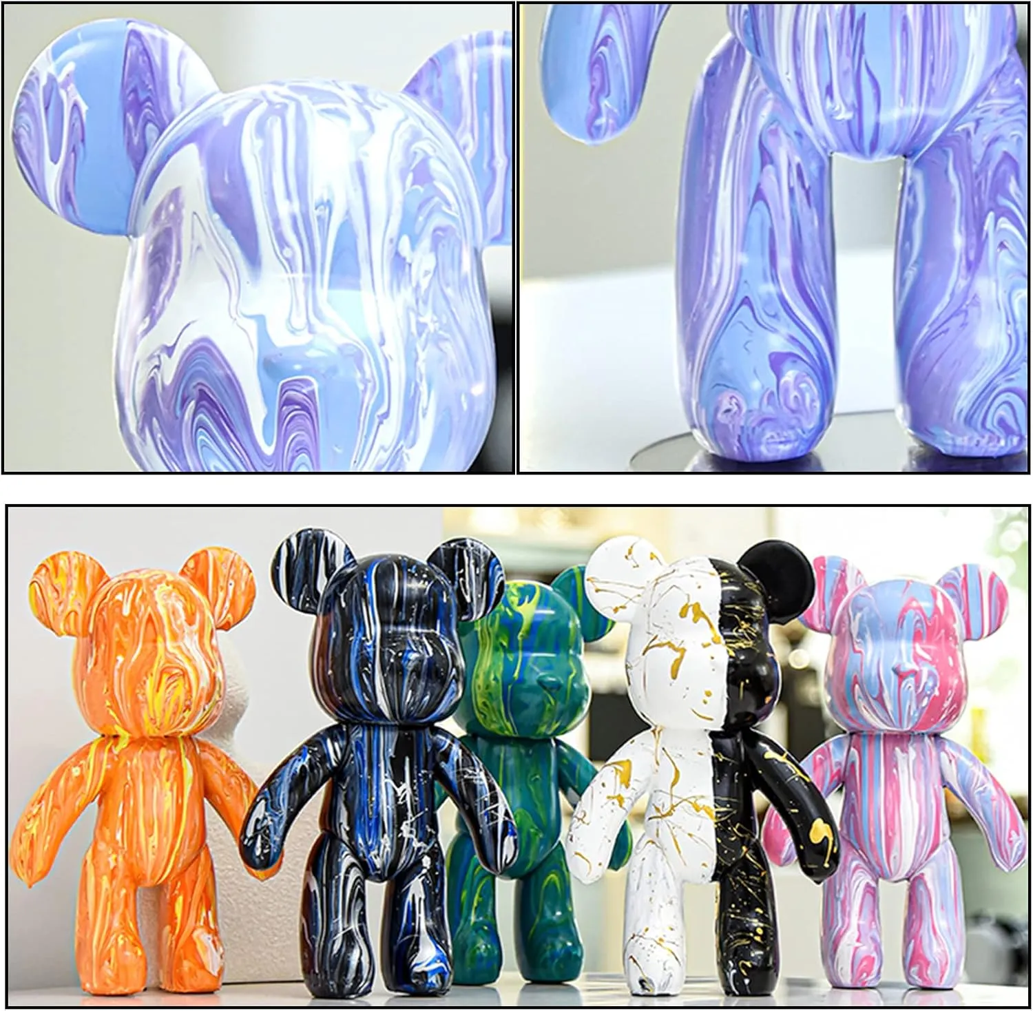 DIY (Pink White Violet, 9 Inch) Fluid Bear   Bear Keychain Figure Paint Set for Creative Graffiti Art Multicolor Painting