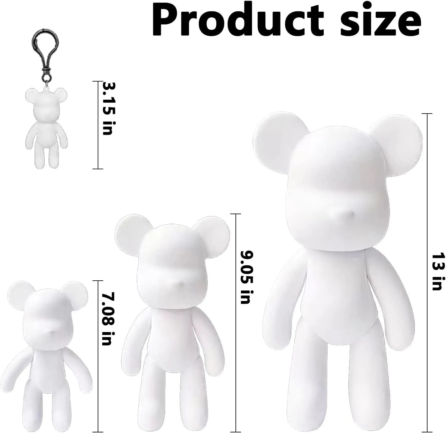 DIY (Pink White Violet, 9 Inch) Fluid Bear   Bear Keychain Figure Paint Set for Creative Graffiti Art Multicolor Painting