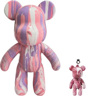 DIY (Pink White Violet, 9 Inch) Fluid Bear   Bear Keychain Figure Paint Set for Creative Graffiti Art Multicolor Painting
