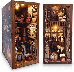 DIY Book Nook Kit, with Magic Trick eBook, Mallet, 308 Pcs Advanced Model, Led Light & More, Book Nook Kit, Crafts for Adults & Teens, Wood 3D Puzzle Book Nook Kits for Adults, Ages Over 14, Booknook