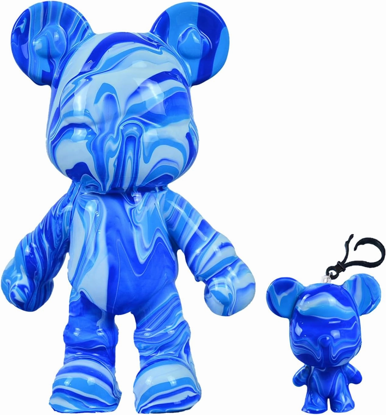 DIY Fluid Bear   Bear Keychain Painting Set, Teddy Bear Figure for Creative Fluid Art and Home Decoration (9 Inch, Cyan White Blue)