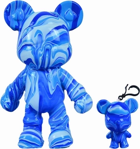 DIY Fluid Bear   Bear Keychain Painting Set, Teddy Bear Figure for Creative Fluid Art and Home Decoration (9 Inch, Cyan White Blue)