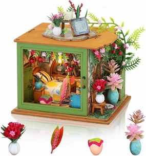 DIY Miniature House Kit, Tiny House Kit with LED, Doll House Kits for Adults to Building, Home Decorations, Gifts for Family and Friends, Bedroom Styling