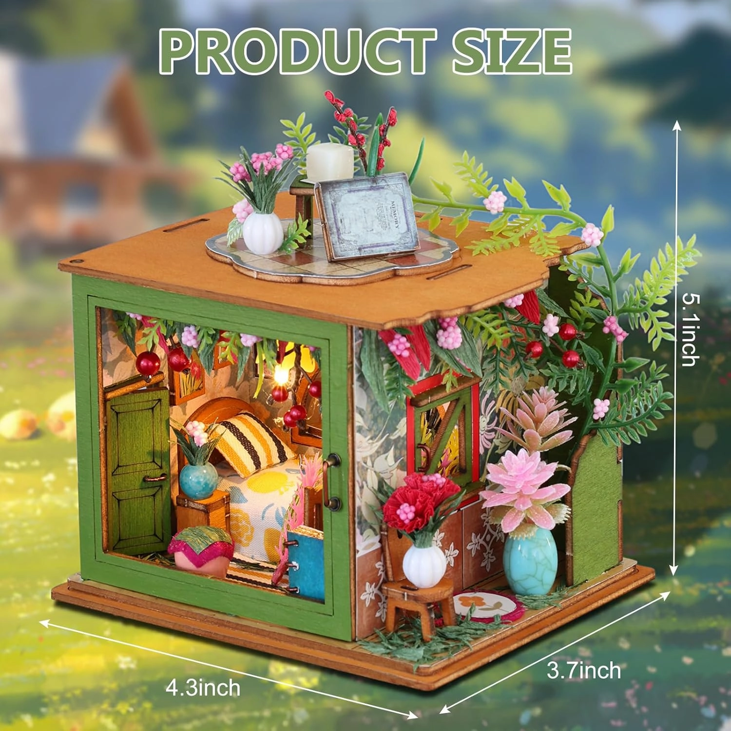DIY Miniature House Kit, Tiny House Kit with LED, Doll House Kits for Adults to Building, Home Decorations, Gifts for Family and Friends, Bedroom Styling