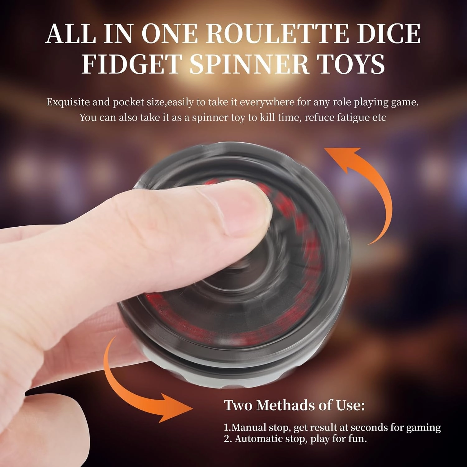 DND Dice Set with Mini Roulette Wheel – Metal D20 Roulette Dice Spinner for Dungeons & Dragons | Unique DND Gift Set with Case for RPG & Table Games(Black)