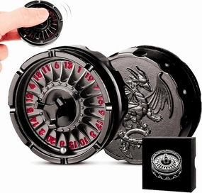 DND Dice Set with Mini Roulette Wheel – Metal D20 Roulette Dice Spinner for Dungeons & Dragons | Unique DND Gift Set with Case for RPG & Table Games(Black)