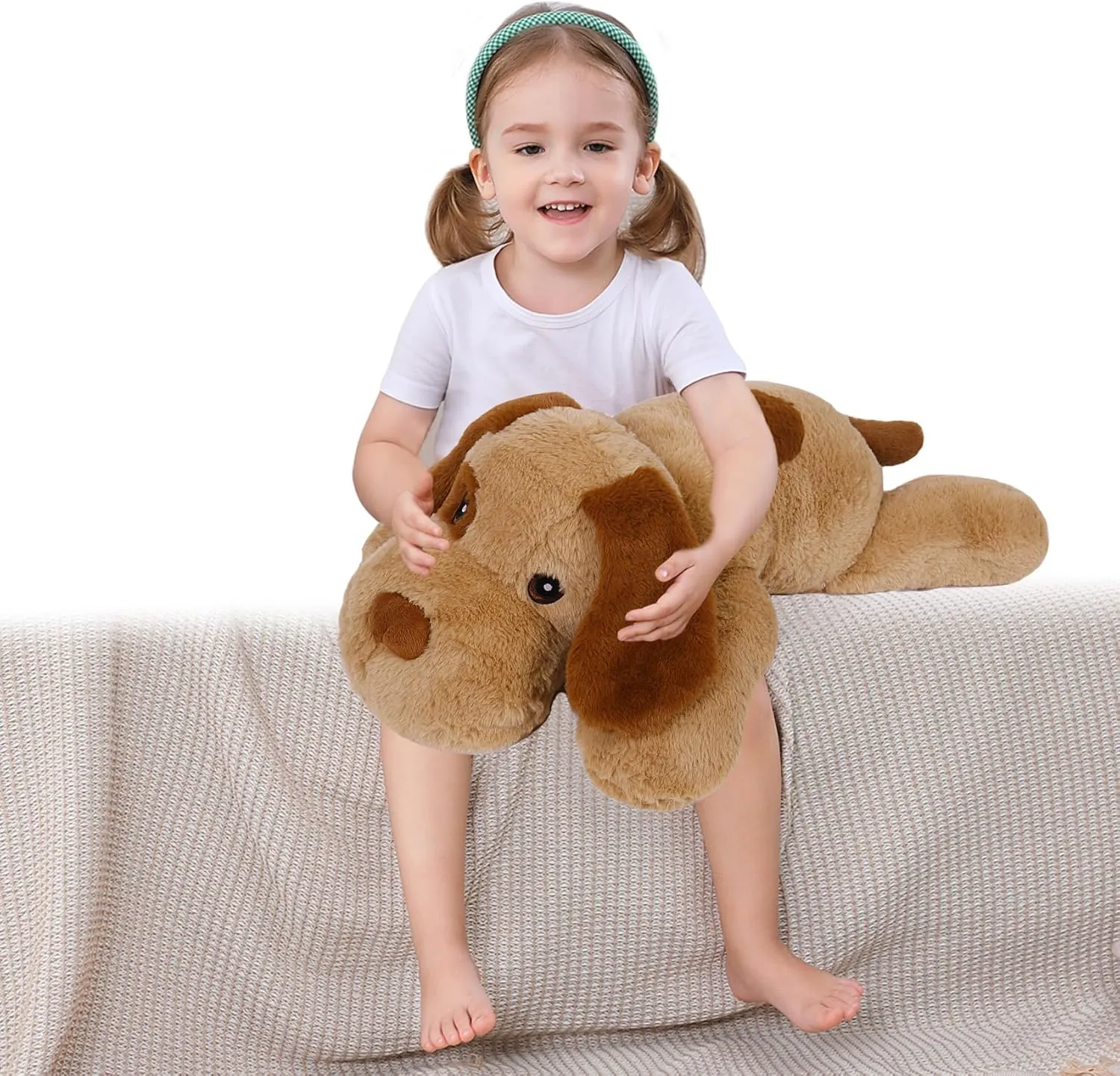 Dog Plush Weighted Stuffed Animals 5 lbs 24", Cute Brown Dog Weighted Plush Pillow Giant Stuffed Animals Gift for Kids Adults