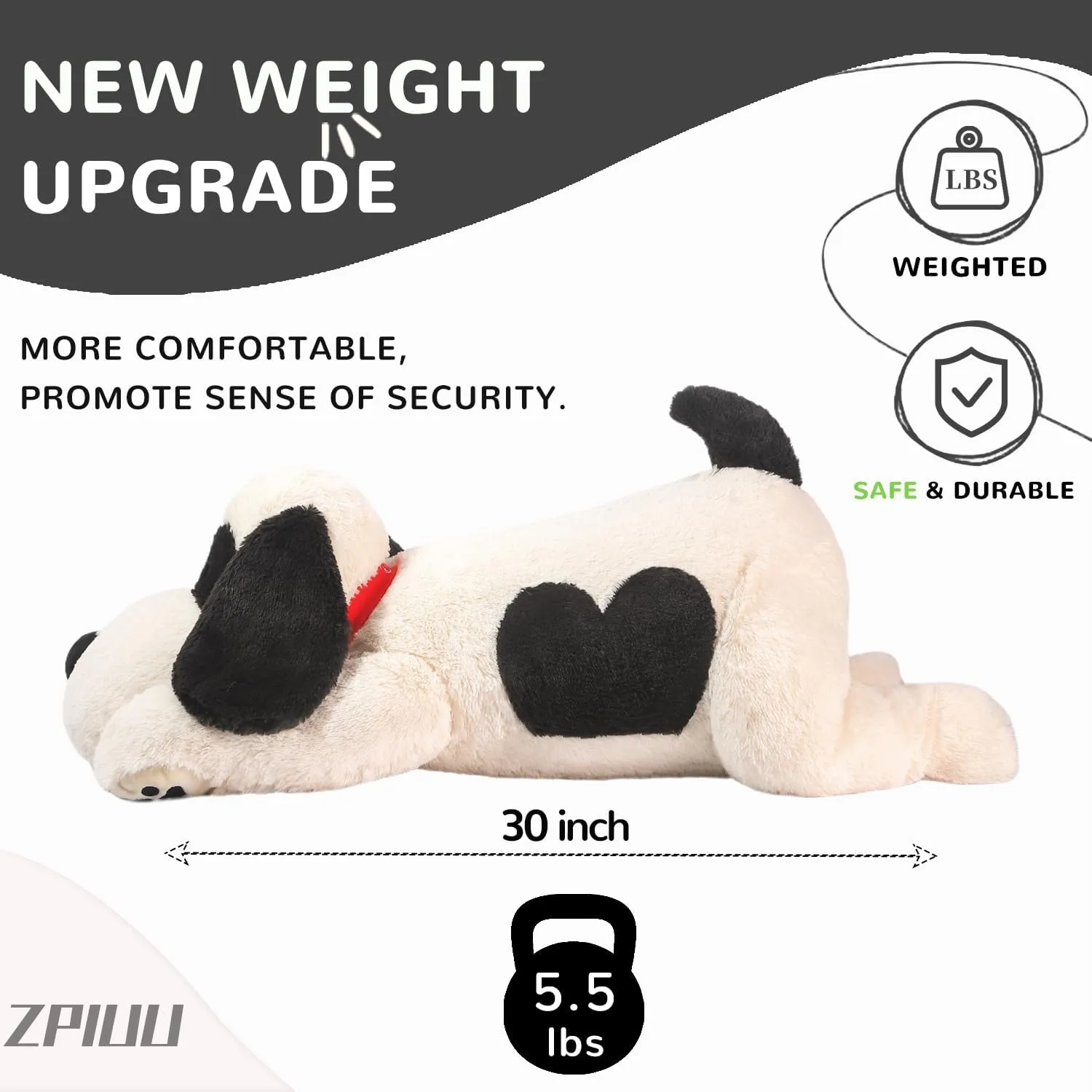 Dog Weighted Stuffed Animals,30 Inch 5.5 lbs Weighted Plush Animals,Giant Puppy Plush Pillow Toy, Gifts for Kids, Boys and Girls Adults (30" 5.5lbs)