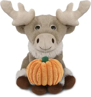 DolliBu Halloween Stuffed Animal Squat Reindeer Plush with Pumpkin - Cute Squat Reindeer Stuffed Animal with Small Pumpkin Plush Perfect Halloween Plush Toys for Babies, Kids and Adults - 8.5 Inches