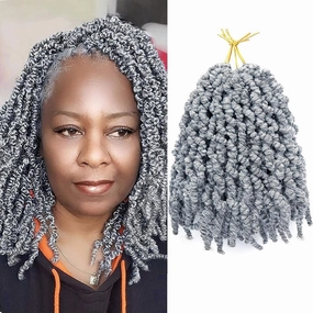 Dorsanee Pre-twisted Spring Twist Crochet Hair 10 Inch 4 Packs Short Curly Crochet Hair Pre Looped Crochet Braids Mini Passion Twists Fluffy Twist Synthetic Hair Extensions (10 Inch,Grey#)