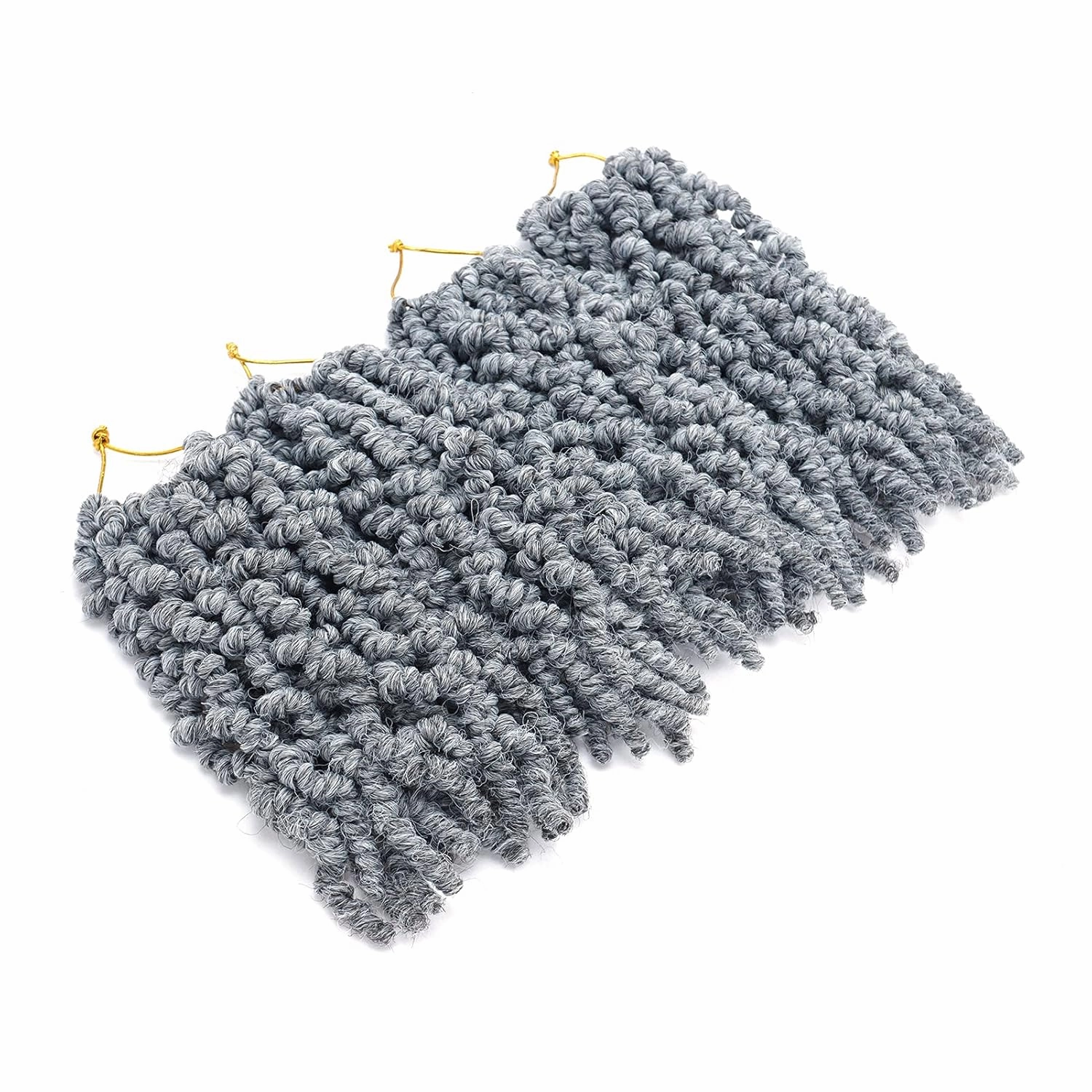Dorsanee Pre-twisted Spring Twist Crochet Hair 10 Inch 4 Packs Short Curly Crochet Hair Pre Looped Crochet Braids Mini Passion Twists Fluffy Twist Synthetic Hair Extensions (10 Inch,Grey#)
