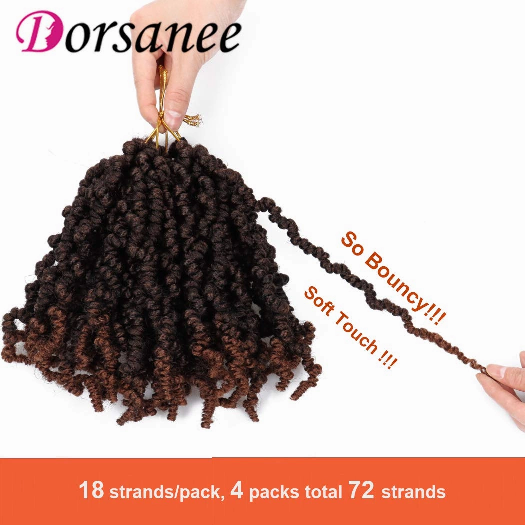 Dorsanee Pre-twisted Spring Twist Crochet Hair 10 Inch 4 Packs Short Curly Crochet Hair Pre Looped Crochet Braids Mini Passion Twists Fluffy Twist Synthetic Hair Extensions (10 Inch,T30#)