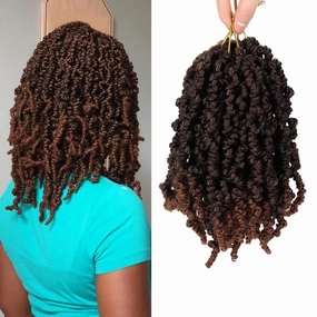 Dorsanee Pre-twisted Spring Twist Crochet Hair 10 Inch 4 Packs Short Curly Crochet Hair Pre Looped Crochet Braids Mini Passion Twists Fluffy Twist Synthetic Hair Extensions (10 Inch,T30#)