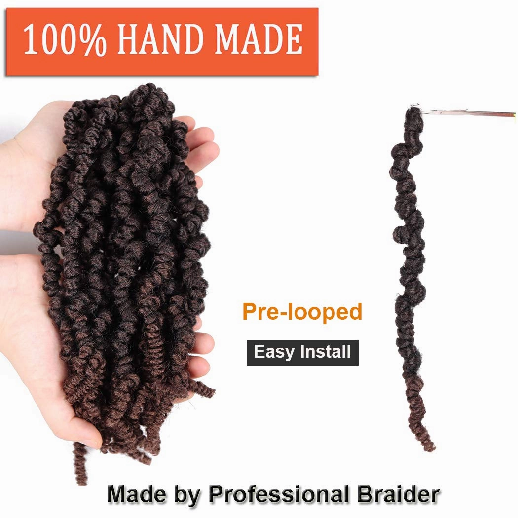 Dorsanee Pre-twisted Spring Twist Crochet Hair 10 Inch 4 Packs Short Curly Crochet Hair Pre Looped Crochet Braids Mini Passion Twists Fluffy Twist Synthetic Hair Extensions (10 Inch,T33#)