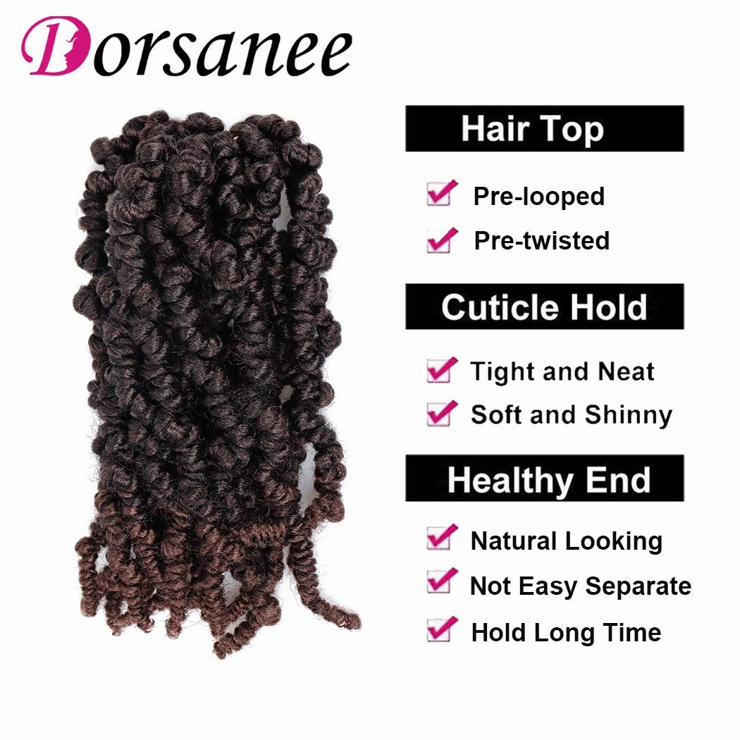 Dorsanee Pre-twisted Spring Twist Crochet Hair 10 Inch 4 Packs Short Curly Crochet Hair Pre Looped Crochet Braids Mini Passion Twists Fluffy Twist Synthetic Hair Extensions (10 Inch,T33#)