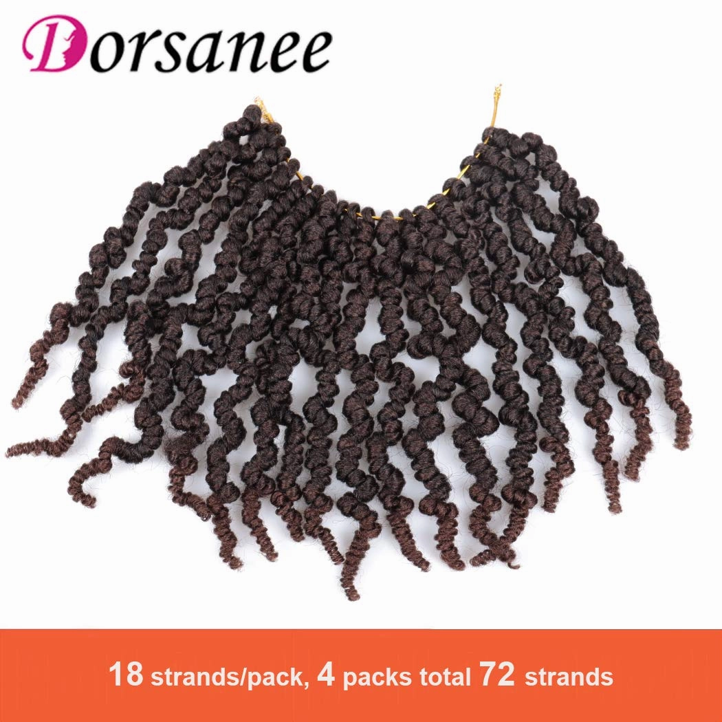Dorsanee Pre-twisted Spring Twist Crochet Hair 10 Inch 4 Packs Short Curly Crochet Hair Pre Looped Crochet Braids Mini Passion Twists Fluffy Twist Synthetic Hair Extensions (10 Inch,T33#)