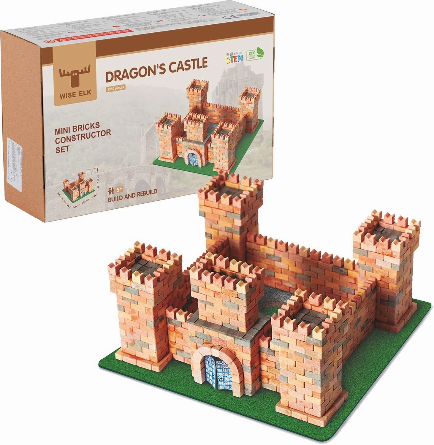 Dragon's Castle – 3D Plaster Brick Model Kit, 1080 Pieces, Real Gypsum Mini-Bricks, Reusable Diy Construction Set, Stem Educational Building Kit for Teens & Adults, Architecture Gift, Ages 14 