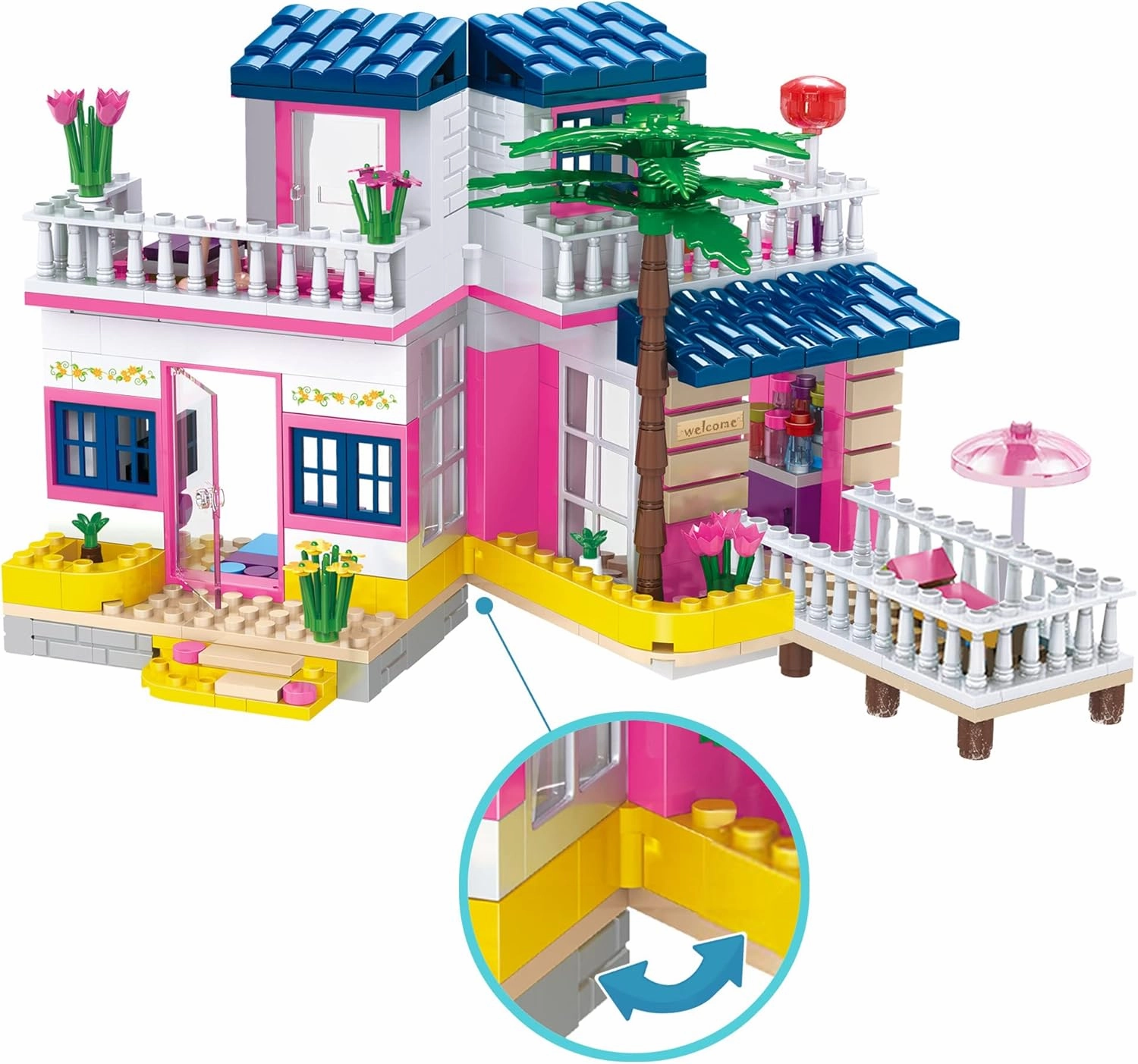 Dream Girls Beach House Building Sets Friends Seaside Villa 360 Pieces City Family Playset Boys Vacation Hut Model Building Kit STEM Toys Gift for Kids Aged 6-12