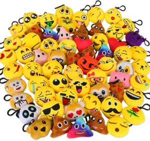 Dreampark Emoticon Keychain Mini Cute Plush Pillows, Party Favors for Kids Valentine's Day Gifts / Birthday Party Supplies, Easter Basket Stuffers Egg Fillers Carnival Prizes Toys for Kids (64 Pack)
