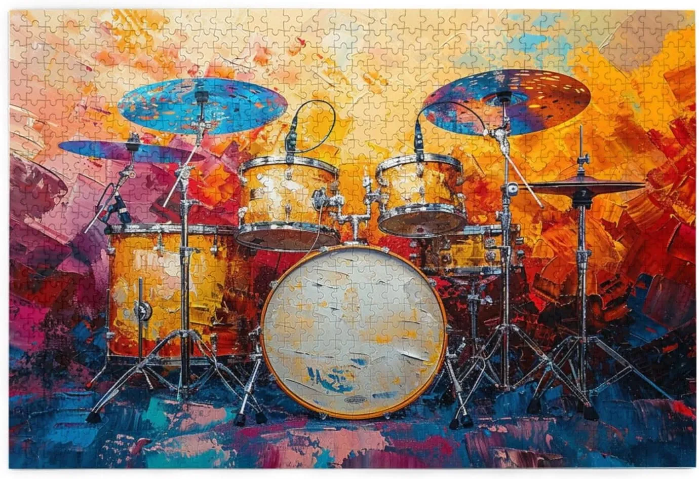 Drum Set Wooden Jigsaw Puzzle for Adults 1000 Pieces - Home Decor Art - Fun Family Game and Creative Gift for Teens, Kids, and Elders