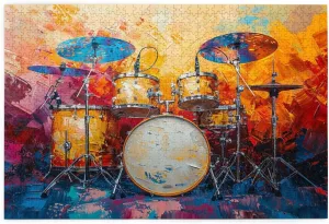 Drum Set Wooden Jigsaw Puzzle for Adults 1000 Pieces - Home Decor Art - Fun Family Game and Creative Gift for Teens, Kids, and Elders