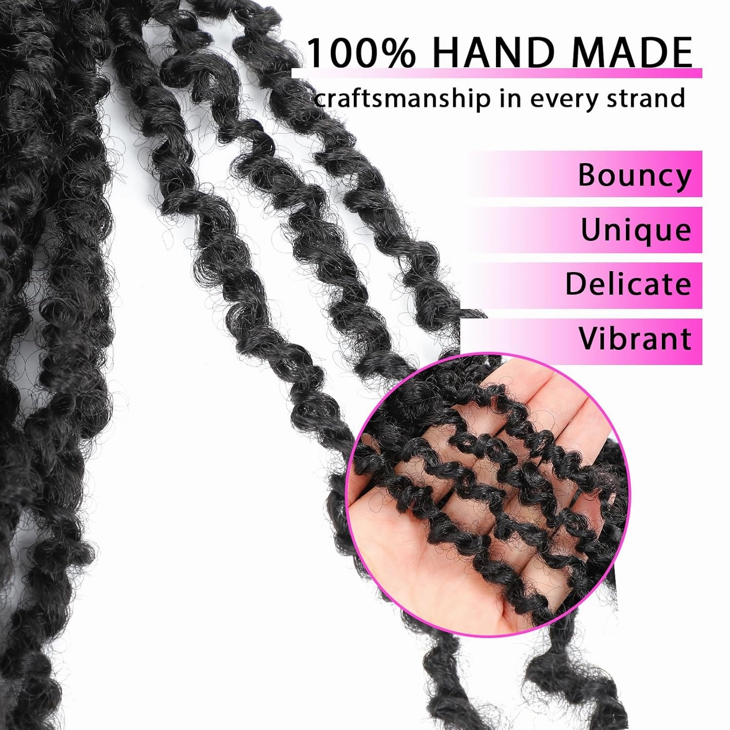 Eacia Yanky Twist Crochet Hair 8 Inch 7 Packs Black Pretwisted Fluffy Spring Mini Twist Bohemian Passion Twist Pre Looped Crochet Braids Synthetic Hair Extensions