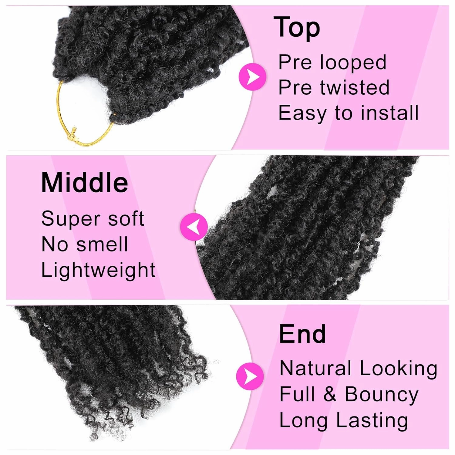 Eacia Yanky Twist Crochet Hair 8 Inch 7 Packs Black Pretwisted Fluffy Spring Mini Twist Bohemian Passion Twist Pre Looped Crochet Braids Synthetic Hair Extensions