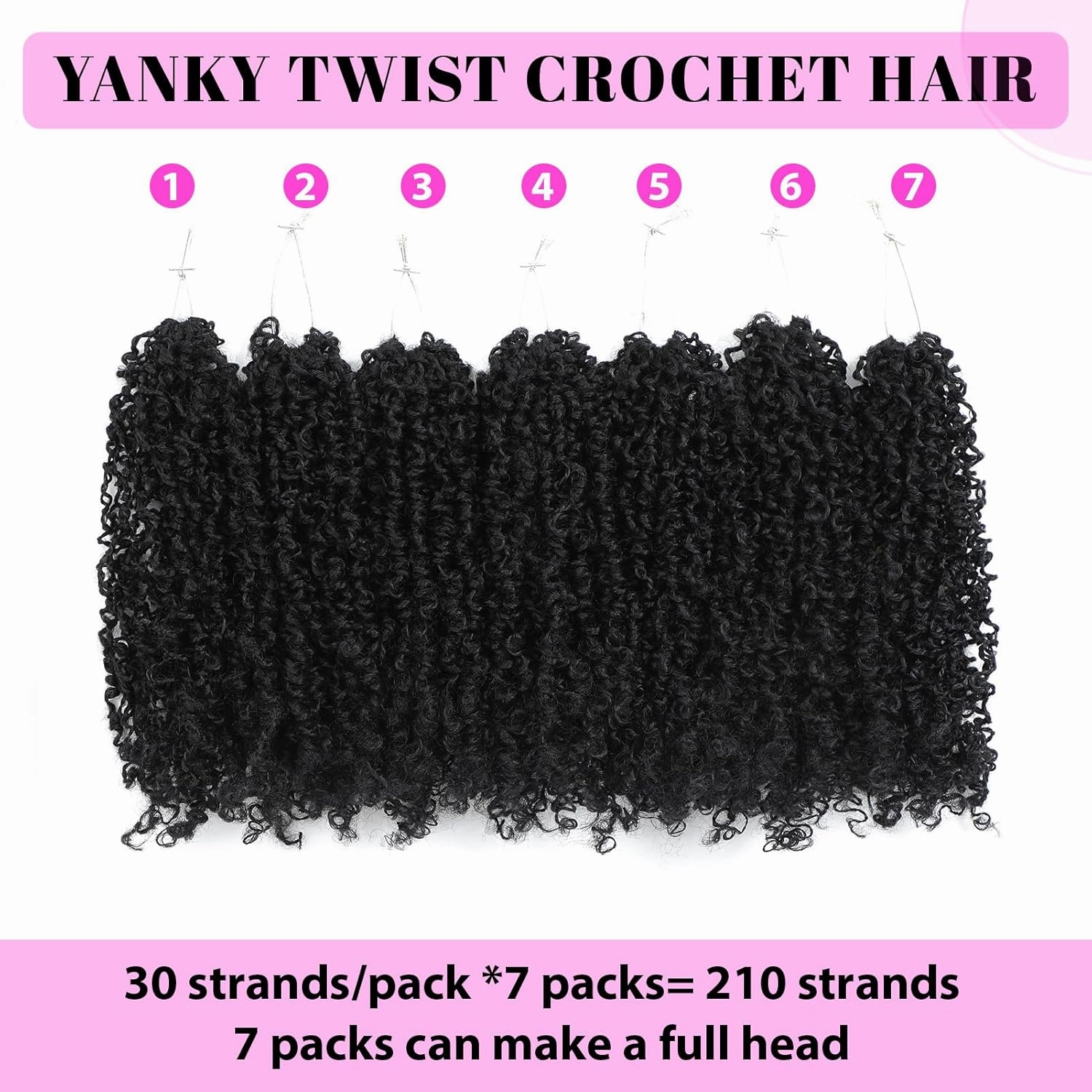 Eacia Yanky Twist Crochet Hair 8 Inch 7 Packs Black Pretwisted Fluffy Spring Mini Twist Bohemian Passion Twist Pre Looped Crochet Braids Synthetic Hair Extensions