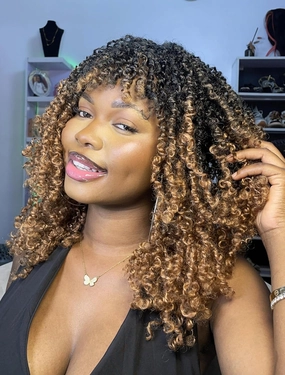 Eacia Yanky Twist Crochet Hair 8 Inch 7 Packs Pretwisted Fluffy Spring Mini Twist Bohemian Passion Twist Pre Looped Crochet Braids Synthetic Hair Extensions Ombre Brown