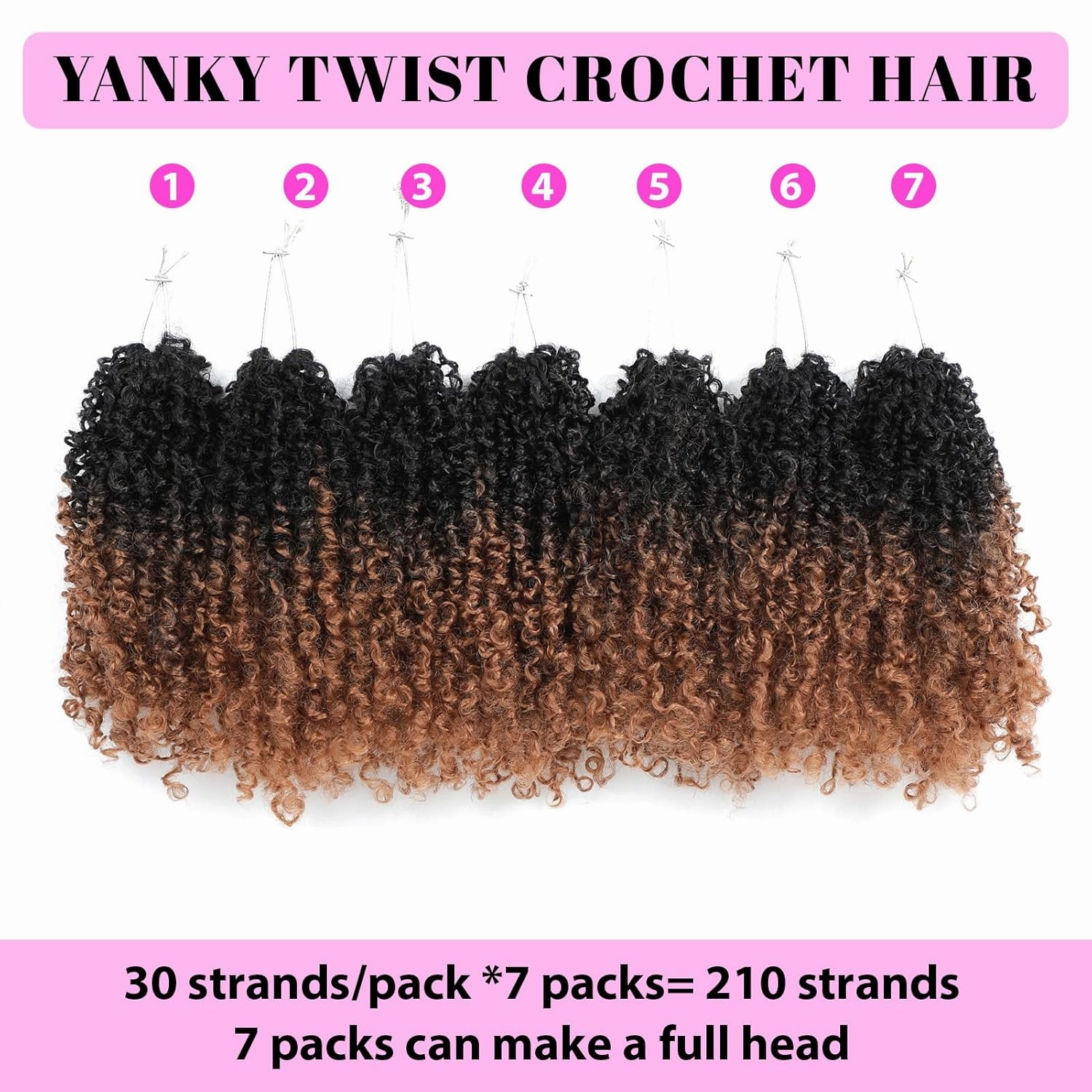 Eacia Yanky Twist Crochet Hair 8 Inch 7 Packs Pretwisted Fluffy Spring Mini Twist Bohemian Passion Twist Pre Looped Crochet Braids Synthetic Hair Extensions Ombre Brown