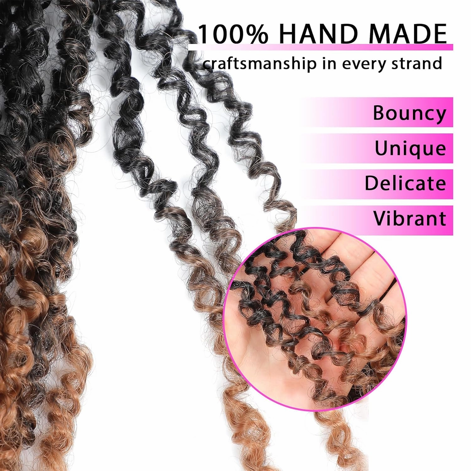 Eacia Yanky Twist Crochet Hair 8 Inch 7 Packs Pretwisted Fluffy Spring Mini Twist Bohemian Passion Twist Pre Looped Crochet Braids Synthetic Hair Extensions Ombre Brown