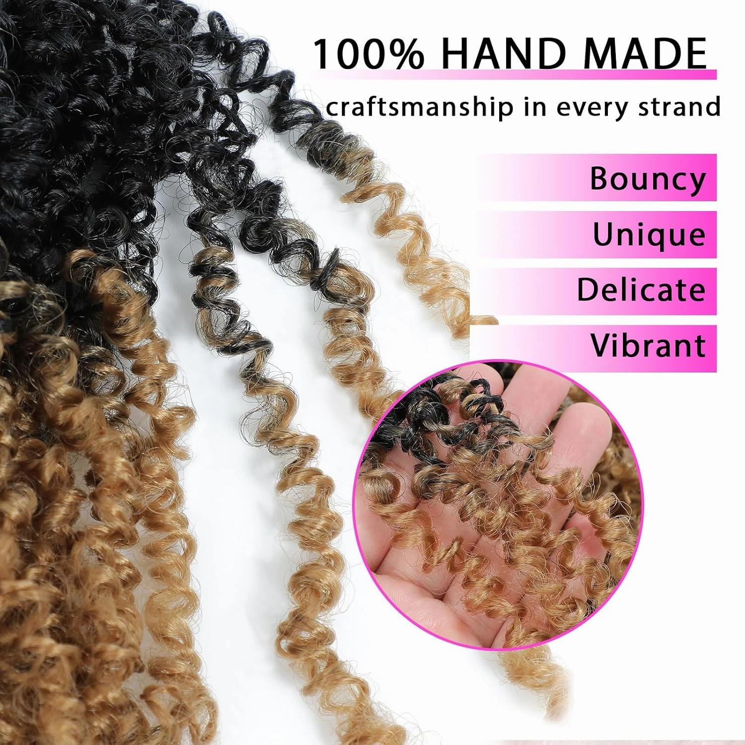 Eacia Yanky Twist Crochet Hair 8 Inch 7 Packs Pretwisted Fluffy Spring Mini Twist Bohemian Passion Twist Pre Looped Crochet Braids Synthetic Hair Extensions Ombre Honey Blonde