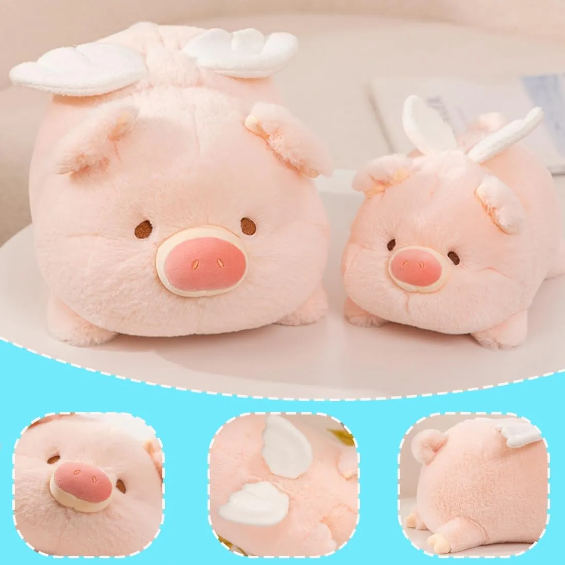 ELAINREN Plush Cuddle Pig with Wings,Ultra-Soft Pigglet Stuffed Pillow Adorable Angel Pigglet Plushie Toy Gifts/11.8''