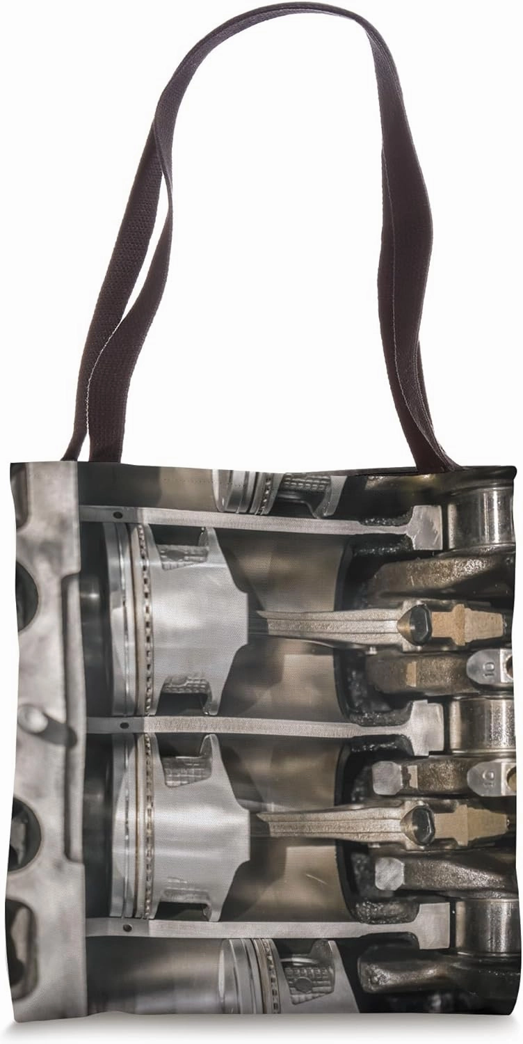 Engine Piston Cross-Section Background: Car Racing Drifting Tote Bag