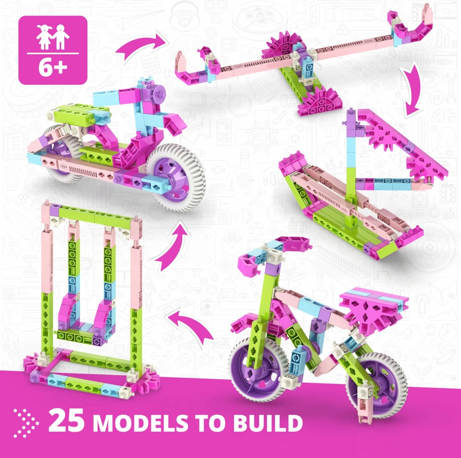 Engino: Creative Builder - 25-in-1 Designer Series, Toy Vehicles Vibrant Brick Set, Multimodels Snap Construction Assembly, Engineer STEM Kit, Kids 6 