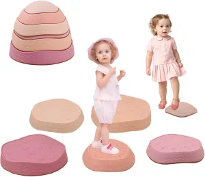 Fanboxk Non-Slip Stepping Stones for kids,up to 220 Ibs for Promoting Toddler's Balance Coordination Skills,Obstacle Courses Sensory Toys Outdoor or Indoor Play for Kids Age 3-8