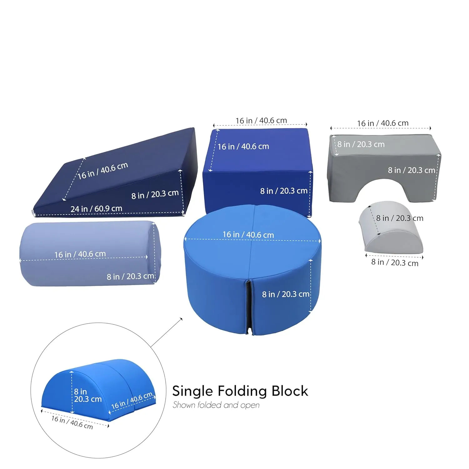FDP SoftScape Playtime and Climb Multipurpose Playset for Infants, Toddlers 10m-2yrs; For Crawlers and Little Builders, Learn Gross Motor Skills at Home or Daycare (6-Piece)- Navy/Powder 12364-NVPB
