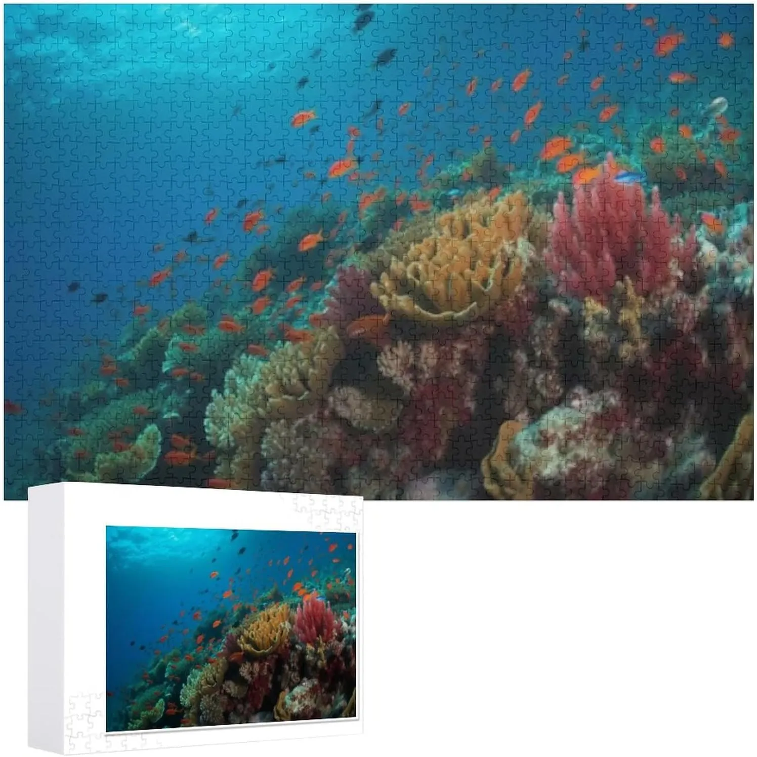 Fish Swim in Soft Coral Reef 500 Piece Puzzle for Adults Puzzle Puzzles 500 Pieces and Up Jigsaw Puzzles for Kids Puzzle Challenging Family Activity Fun Game Gift for Women Men 20.5x15 Inch