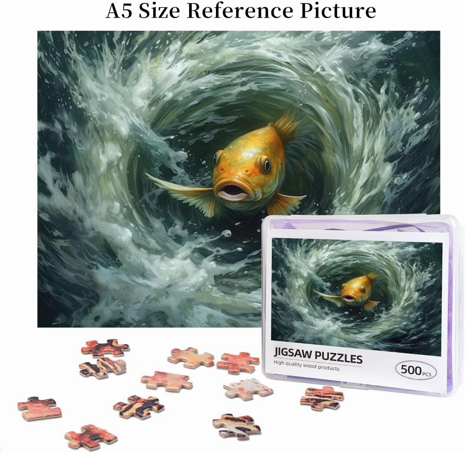 Fish Jigsaw Puzzle 500 Piece for Adults & Kids, Wall Hanging Puzzles Intellectual Decompressing Fun Family Game Large Puzzle Game Toys Gifts
