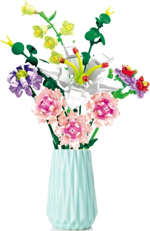 Flower Bouquet Building Blocks Pink Carnation Botanical Collection Bricks Sets Creative Toys Kits Mother's Day Birthday for Adults Mom Girlfriends Old Kids 8-12, 6-12 (514PCS)