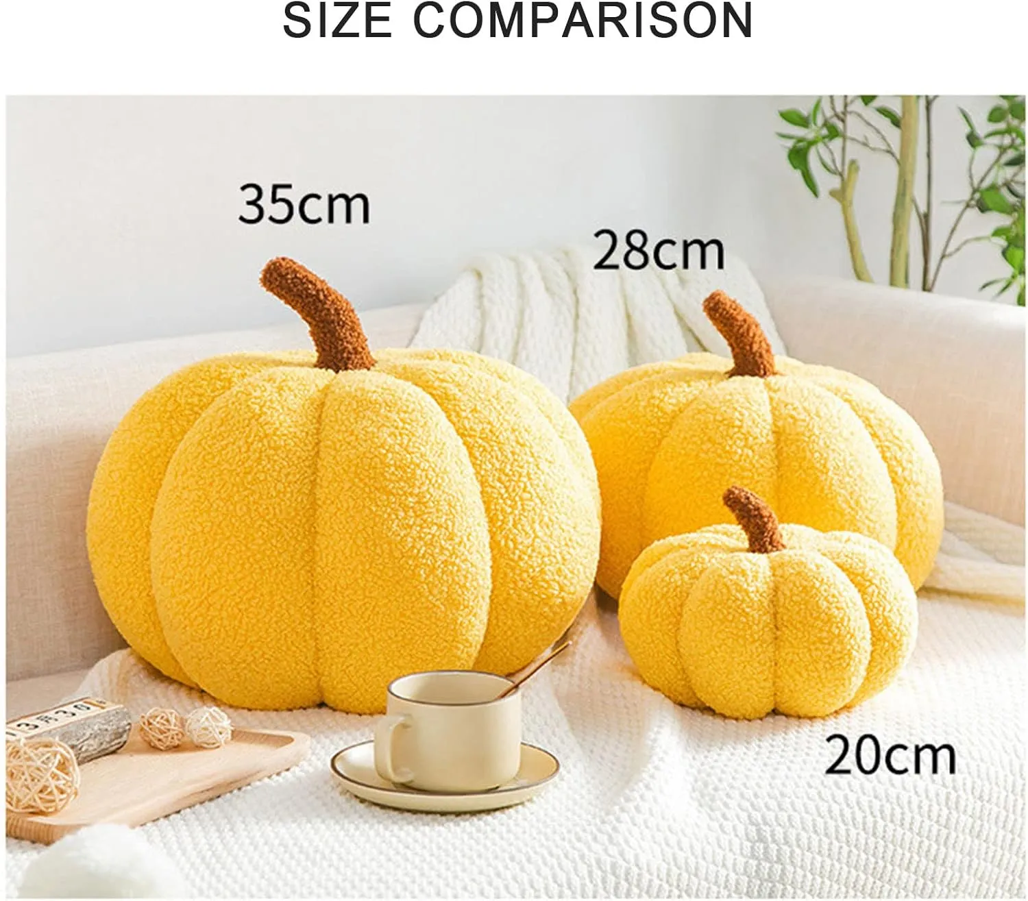 Fluffy 8 inch Halloween Pumpkin Plush Toys Soft Pumpkin Throw Pillow Gifts for Home Decoration Party Favors 14 inch, Blue