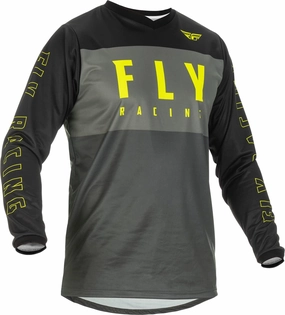 Fly Racing 2022 Youth F-16 Jersey (Grey/Black/Hi-Vis, Youth Medium)