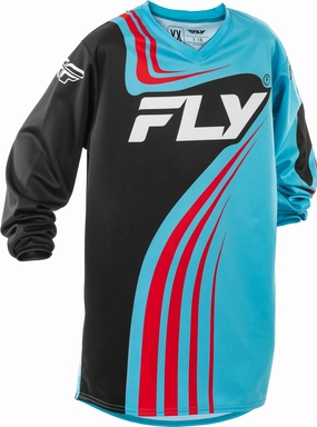 Fly Racing Youth F-16 Jersey (Cyan/Black/Red, Youth Small)