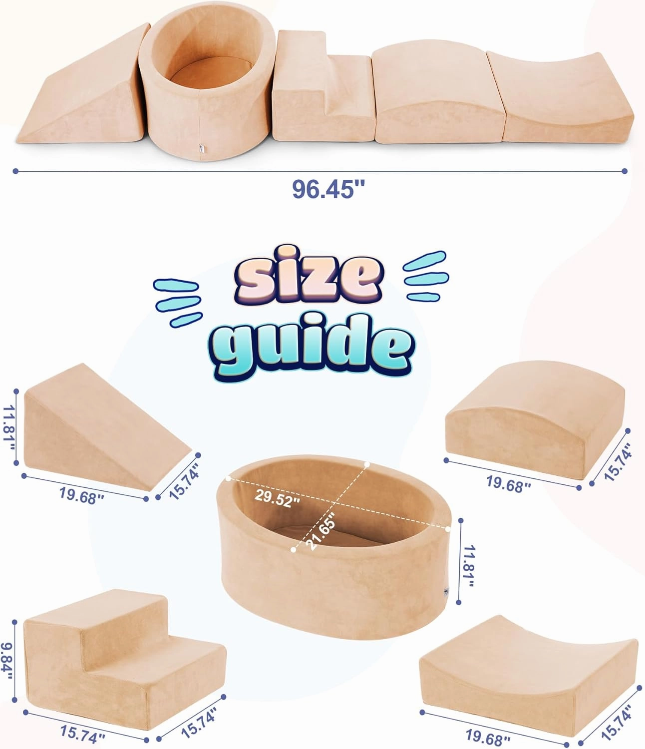 Foam Climbing Blocks with Ball Pit Designed for Toddlers Aged 1-3 -Great for Indoor Crawling, Inside Foam Playground Set for Little Ones to Active Playing -(Balls NOT Included) Beige