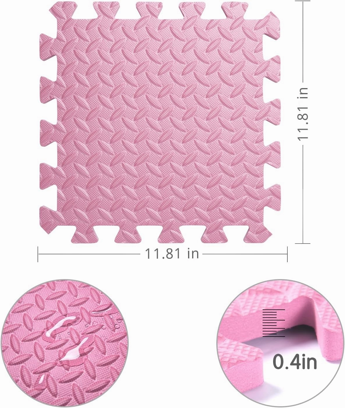 Foam Play Mat for Baby, 0.4 Inch Thick Foam Interlocking Floor Mats, Soft Non-Toxic Baby Playmat, Solid Colored Puzzle Play Mat Kids Floor Mats, 16 Tiles, Loli Pink/Light Blue/Yellow