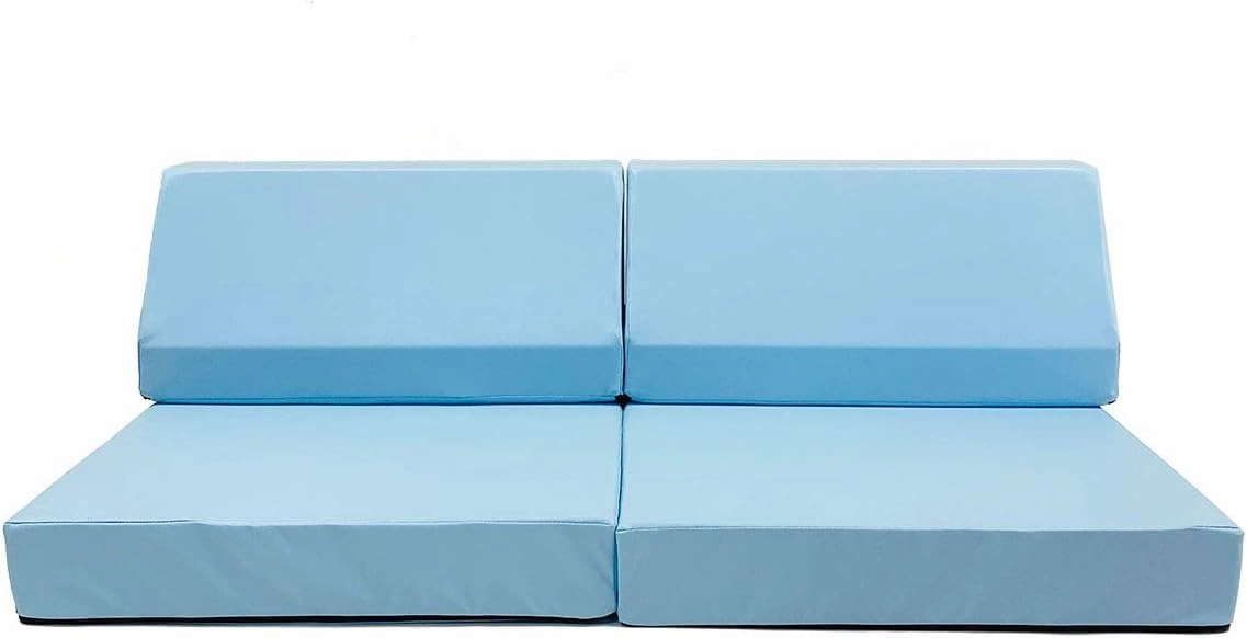 Foamnasium Blocksy Mini, Indoor Foam Playset 3 Piece Soft Toddler and Kids Active Play Couch for Crawling, Climbing, Fort Building and Jumping, Made in The US, Baby Blue