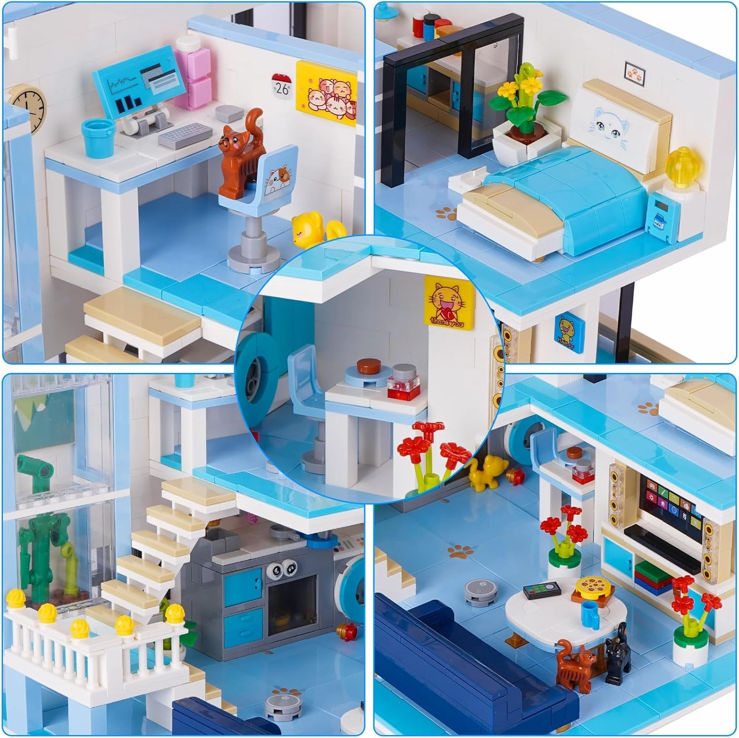 Friends House Building Block Set, Pets Collection Small Brick Model Set, Creative Mini Toy Building Sets, Children’s Day Birthday for Teens Kids Boys Girls 8 , 1235 PCS